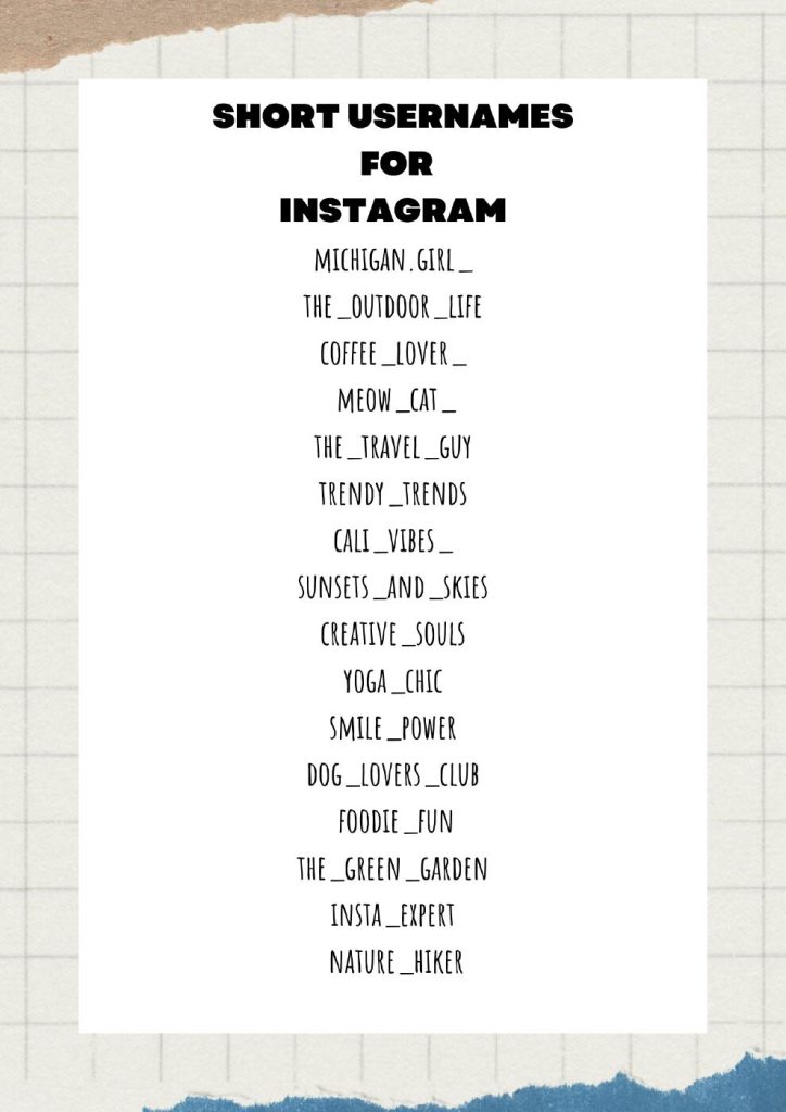 short usernames for Instagram
