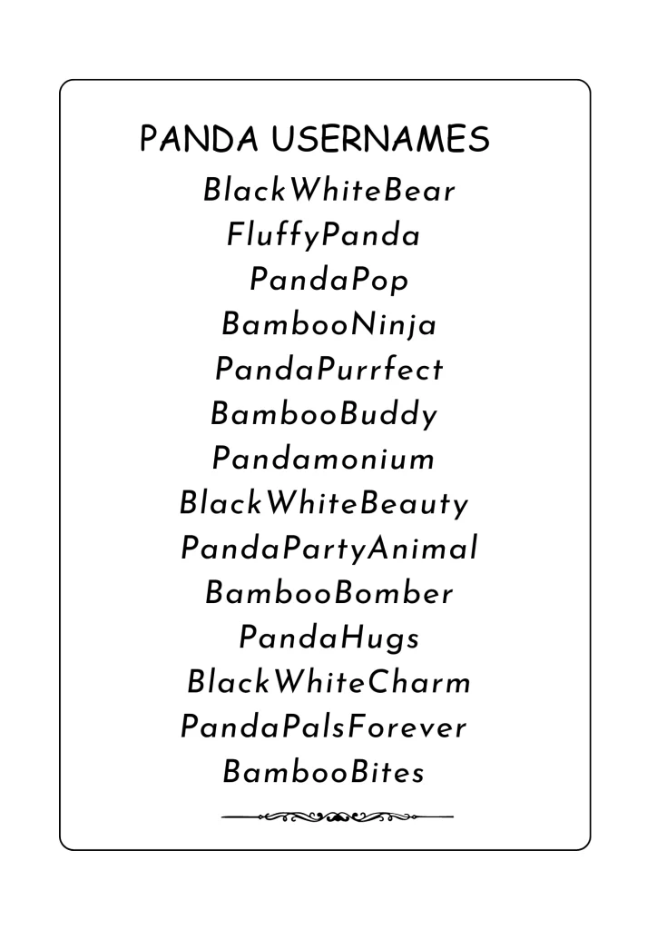 panda usernames