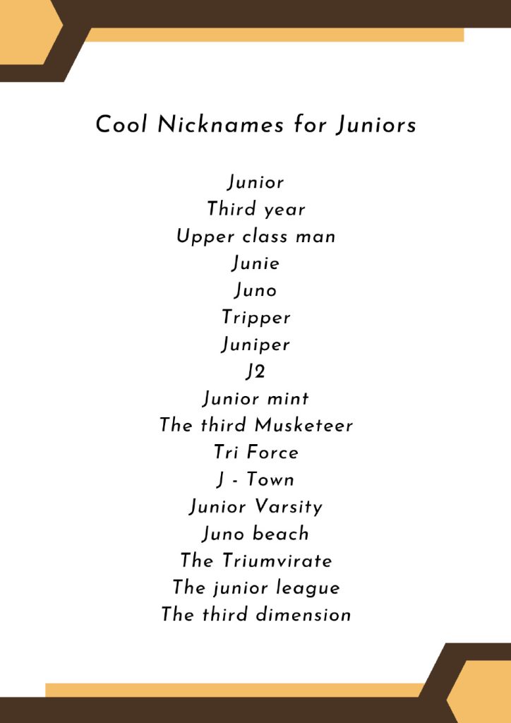 nicknames for juniors