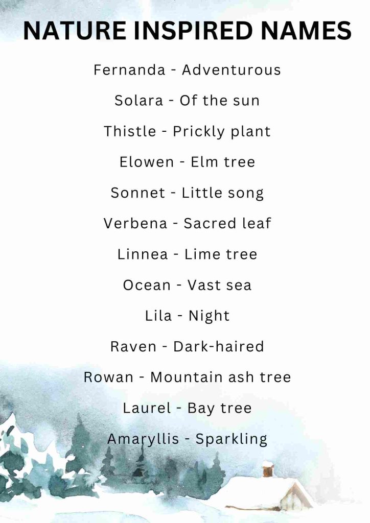 NATURE INSPIRED NAMES