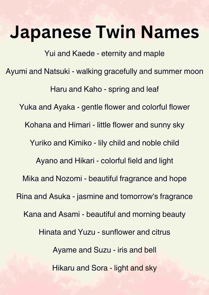 japanese twin names